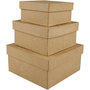 Vierkante dozen, H: 5+6+7,5 cm, afm 10+12,5+15 cm, 3 stuk/ 1 set