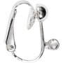 Clip-on oorbellen, verzilverd, L: 16,5 mm, B: 1,5 mm, gatgrootte 1,6 mm, 6 stuk/ 1 doos