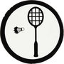 Label, wit/zwart, badminton racket, d 25 mm, 20 stuk/ 1 doos