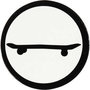 Label, wit/zwart, skateboard, d 25 mm, 20 stuk/ 1 doos