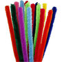 Chenilledraad, diverse kleuren, L: 30 cm, dikte 15 mm, 15 div/ 1 doos