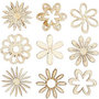 Hout decoratie, bloemen, afm 28 mm, 45 stuk/ 1 doos