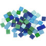 Mini mozaiek, blauw/groen harmonie, afm 5x5 mm, dikte 2 mm, 25 gr/ 1 doos