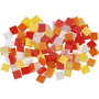 Mini mozaiek, rood/oranje harmonie, afm 5x5 mm, dikte 2 mm, 25 gr/ 1 doos