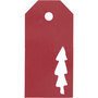 Cadeaulabels, rood, kerstboom, afm 5x10 cm, 300 gr, 15 stuk/ 1 doos