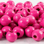 Houten kralen, roze, d: 10 mm, gatgrootte 3 mm, 20 gr/ 1 doos, 70 stuk