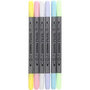 Textielstiften, pastelkleuren, lijndikte 2,3+3,6 mm, 6 stuk/ 1 doos