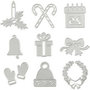 Stans- en embossing mallen, kerstfiguren, d 2-6,5 cm, 1 stuk