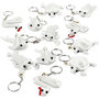 Figuren van textiel met sleutelhanger, wit, afm 4-8 cm, 4x3 stuk/ 1 doos