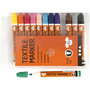 Textielstiften, diverse kleuren, lijndikte 2-4 mm, 12 stuk/ 1 doos