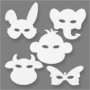 Dierenmaskers, wit, H: 13-24 cm, B: 20-28 cm, 230 gr, 16 stuk/ 1 doos
