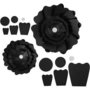 Bloemen - Zwart - Zwart - 15+25 cm - 230 gram - 2 stuk