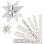Papieren vlechtstroken, goud, wit, L: 44+78 cm, B: 15+25 mm, d 6,5+11,5 cm, 48 stroken/ 1 doos