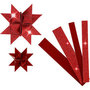 Papieren vlechtstroken, rood, L: 44+78 cm, d 6,5+11,5 cm, B: 15+25 mm, glitter,vernis, 40 stroken/ 1 doos