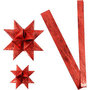 Papieren vlechtstroken, rood, L: 44+78 cm, d 6,5+11,5 cm, B: 15+25 mm, 32 stroken/ 1 doos