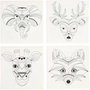 Canvas met print, wit, dieren, afm 20x20 cm, 280 gr, 4 stuk/ 1 doos