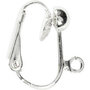 Clip-on oorbellen, verzilverd, L: 16,5 mm, B: 1,5 mm, gatgrootte 1,6 mm, 40 stuk/ 1 doos