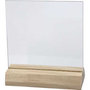 Glazen plaat met houten voet, afm 7,5x7,5 cm, dikte 28 mm, 10 set/ 1 karton