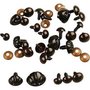 3D Ogen en Neuzen - Decoratie Ogen Neuzen - Veiligheidsogen - DIY Poppen Knuffel Maken - Met Bevestiging - 10+12,5+15 mm, afm 15+25 mm - Creotime - 130 stuks