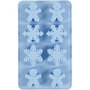 Silicone vormen, ijskristallen en cookieman, H: 2,5 cm, L: 24 cm, B: 14 cm, gatgrootte 30x45 mm, 12,5 ml, 1 stuk