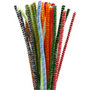 Chenilledraad, diverse kleuren, gestreept, L: 30 cm, dikte 6 mm, 30 div/ 1 doos