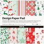 Design Papierblok - Groen - Rood - Wit - 15,2x15,2 cm - 120 grams - Creotime - 50 vellen
