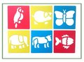 Teken Sjablonen Kinderen - Stencils Tekenen - Dieren - Olifant, Koe, Vis, Varken, Vlinder, Papegaai - 6 stuks