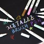 Krijtstift met kwastje - Brush stiften - Stiften zachte punt - 1-2mm - metallic kleuren - 10 stuks