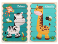 Puzzel Ijsstokjes Vorm - Beide kanten bedrukt - Giraffe & Zebra - Hout - Kinderen - 12x18cm - 8 stukjes