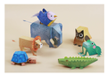 Vouwblaadjes - Origami - 3D dieren vouwen - Olifant, Leeuw, Bij, Schildpad, Kikker, Schaap, Uil, Vogel, Krokodil - Kinderen - Educatief - 9 stuks