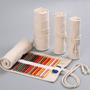Roletui - Oprolbare Etui - Schooletui - Etui voor potloden, pennen, stiften, kwasten, make up - Canvas - Naturel Creme Kleurige Etui - 34x20cm - 24 gaten