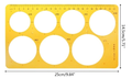 Cirkelsjabloon - Tekensjabloon met 7 verschillende cirkels - Cirkels 4,6+5,0+5,4+5,8+6,2+6,6+7cm - Met liniaal 23cm