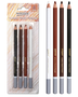 Potloden Pastel - Wit, Bruin, Donkerbruin, Zwart - Pastelpencils - 4mm - 4 stuks
