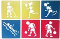 Teken Sjablonen Kinderen - Stencils Tekenen - Sport - Tennis, Voetbal, Zwemmen, Hardlopen, Hockey, Basketball - 6 stuks