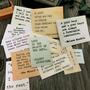 Scrapbook stickers - Vintage Stickers met krachtige quotes en teksten - Engels - Tim Holtz Style - Bruin, Wit, Groen - 17 stuks