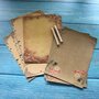 Kraft Papier - Vintage Briefpapier - Scrapbook Papier - Bruin Briefpapier Met Bladeren Sierrand - A6 Briefpapier - 14,5x21cm - 16 vellen