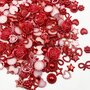Plaksteentjes - Decoratie - Gemixt - Rozen - Halve Parel met Bloemmotief - Hartjes - Platte Achterkant - Rood - 100 stuks