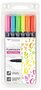 Fudenosuke brush pen hard set neon 6 stuks