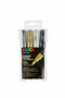 Krijtstift - Fineliner - Universele Marker - Goud, Wit, Zilver, Zwart - Uni Posca Marker - PC-1M - 0,7mm - 4 stuks