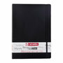 Schetsboek - Tekenboek - Dotted Gebroken Wit Papier - Zwarte Kaft - Met Elastiek - 21x29,7cm - Art Creation - 80 vellen