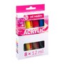 Art Creation Acrylverf Set - Acrylverf Tubes - Mengbare Kleuren - Sneldrogend - Voor Canvas, Papier & DIY Kunst - 8 x 12 ml