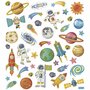Stickers Ruimte - Ruimtevaart Stickers - Astronauten Stickers - DIY Kinderkamer Decoratie - Zelfklevende Stickers - Feestelijke Stickers - 15x16,5 cm - 1 Vel