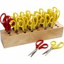 Kinderscharen Set - Links- en Rechtshandig - Ronde Punt - Kleuren Rood & Geel - Papier Knippen Voor Kinderen - Inclusief Houder - 24 Stuks