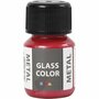 Glasverf - Porseleinverf - Verf Voor Porselein En Glas - Rood - Metallic - Glass Color Metal - Creotime - 30ml