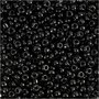 Rocailles, zwart, d 3 mm, afm 8/0 , gatgrootte 0,6-1,0 mm, 25 gr/ 1 doos
