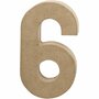 Papier-Mâché Cijfer - 6 - Handgemaakt - Creatieve Decoratie - Ideaal voor Verf & Versiering - H: 20,5 cm - B: 11,5 cm - Dikte: 2,6 cm - 1 Stuk