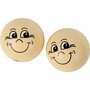 Hoofden - Houten Ballen Met Blije Gezichten - DIY Knutselballen - Houten Kralen Gezichtjes - Licht Beige Houten Ballen - 22 mm - 10 Stuks