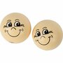 Houten ballen met gezichten, licht beige, d 22 mm, 10 stuk/ 1 doos