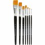 Gold Line Penselen - Plat Penselen Set - Diverse Maten Penselen - Hobby Schildergereedschap - Professionele Plat Penselen - Decoratieve Penselen Voor Hobby - 16,5-21cm - 7 Stuks