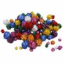 Pom-poms, sterke kleuren, d 15-40 mm, glitter, 62 gr
